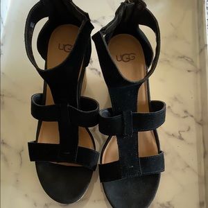 Black UGG wedges